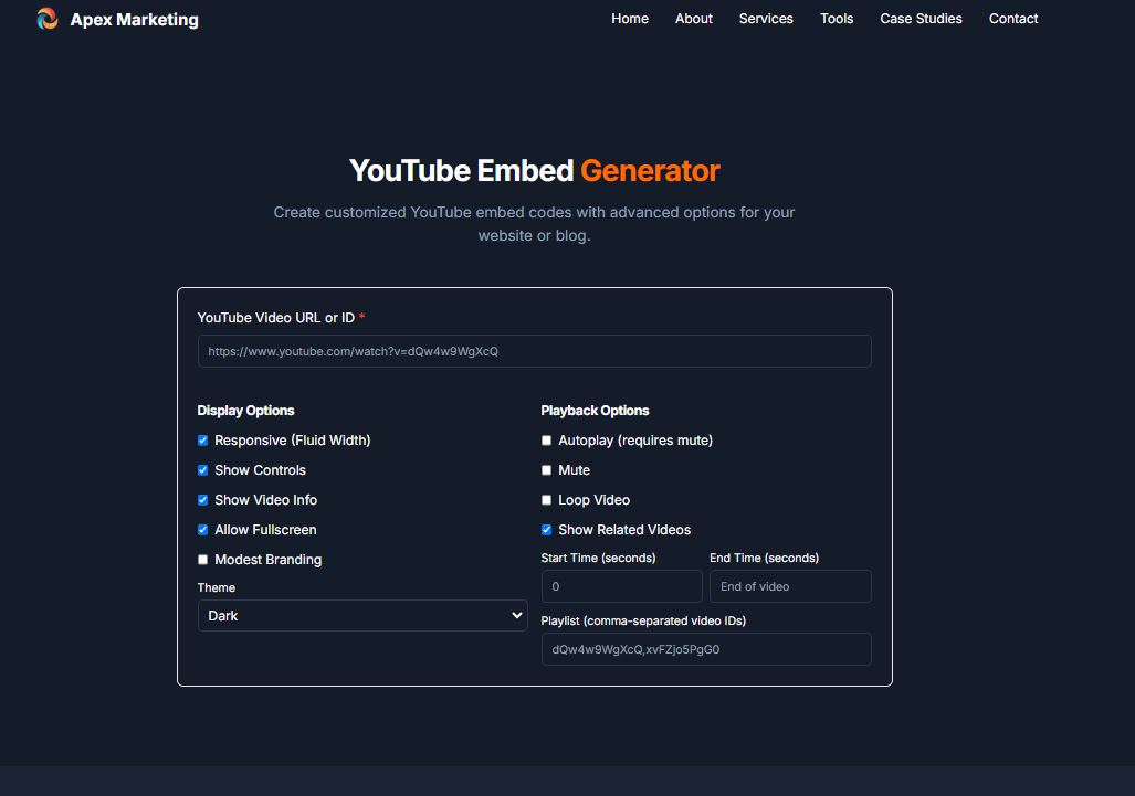 YouTube Embed Code Generator